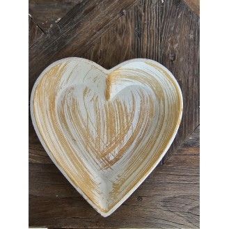 Wooden heart plate, white