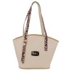 Women's Animal Print Shoulder Tote Bag 26133-1211 De Raggi Cream