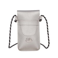 Women's Neck Pouch for Phone & Card in Silver