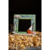 Square Wooden Mirror with Boat Green