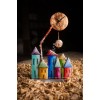 Wooden Clock with 6 Houses & Pendulum Multicolour