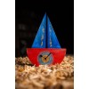 Boat Shaped Wooden Clock Red