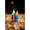Wooden Houses with Stone & Pom-Pon (random colors)