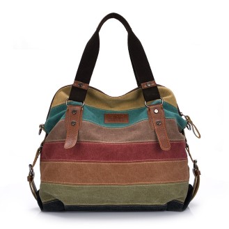 Hanging Striped Canvas Bag SKL-001 Rainbow